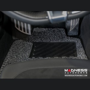 Alfa Romeo Giulia Floor Mats - All Weather - Soft Touch PVC Loop - Front + Rear - Grey/ Black - RWD